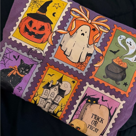 Comfort Colors Tops - Comfort Colors Halloween Graphic Tee - Purple, Orange, Black, Yellow